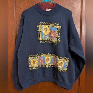 Vintage 90s Grandma Sparkle Floral Sweatshirt